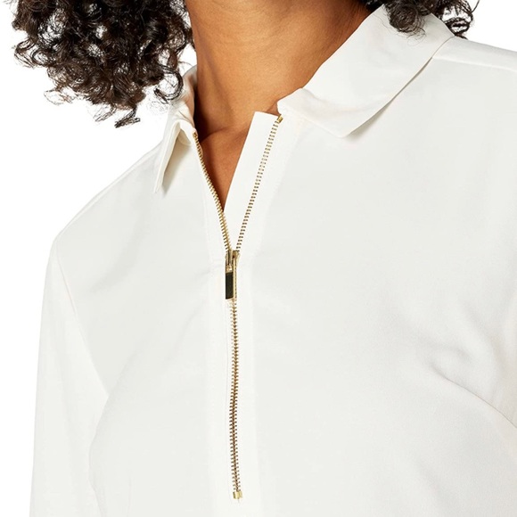 Lark & Ro Women's Loose Fit Half-Zip Popover Shirt - Picture 4 of 11